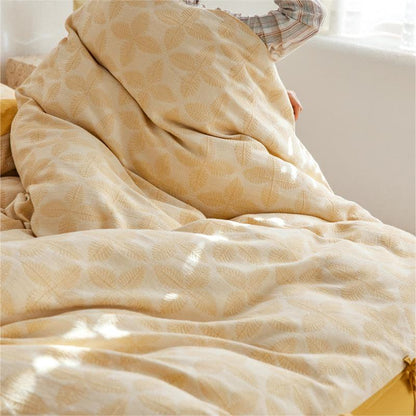 Parure de lit en gaze de coton avec lien jacquard (4 pièces)