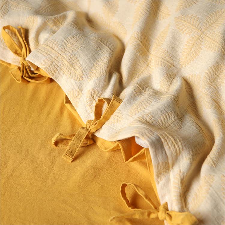 Parure de lit en gaze de coton avec lien jacquard (4 pièces)