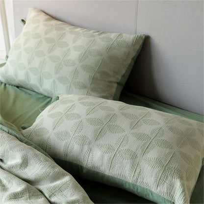 Parure de lit en gaze de coton avec lien jacquard (4 pièces)