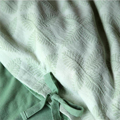 Parure de lit en gaze de coton avec lien jacquard (4 pièces)