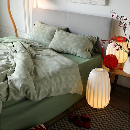 Parure de lit en gaze de coton avec lien jacquard (4 pièces)