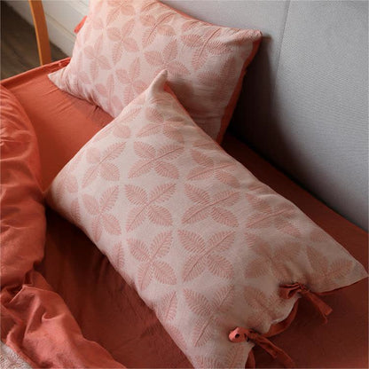 Parure de lit en gaze de coton avec lien jacquard (4 pièces)