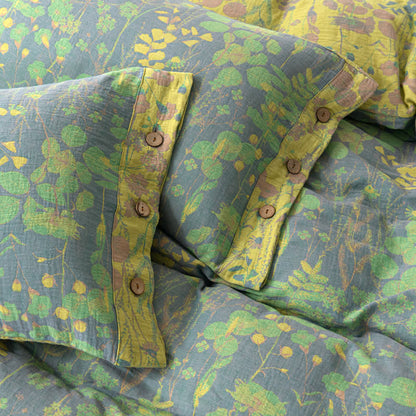 Parure de lit à boutons en gaze de coton Lotus Pond (4 pièces)