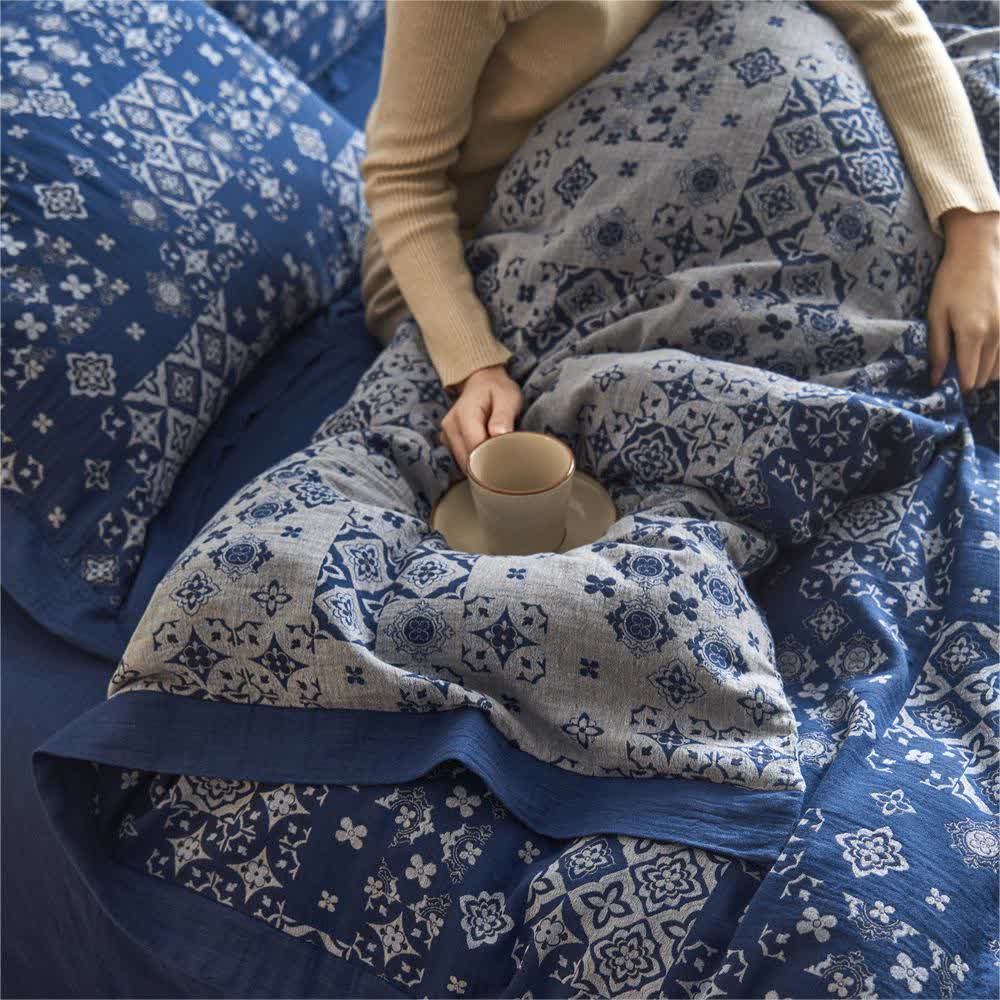 Parure de lit en pur coton style vintage (4 pièces)