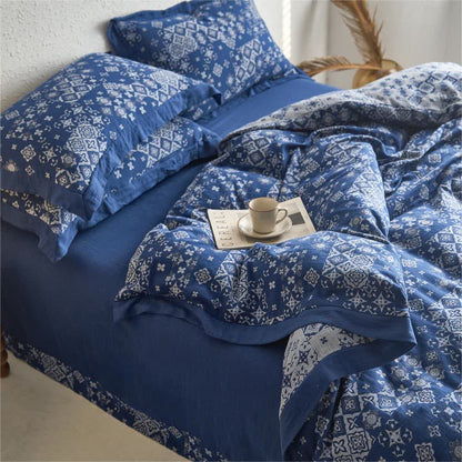 Parure de lit en pur coton style vintage (4 pièces)