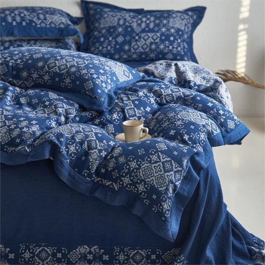 Parure de lit en pur coton style vintage (4 pièces)