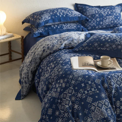 Parure de lit en pur coton style vintage (4 pièces)