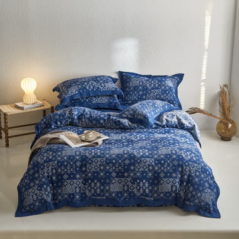 Parure de lit en pur coton style vintage (4 pièces)