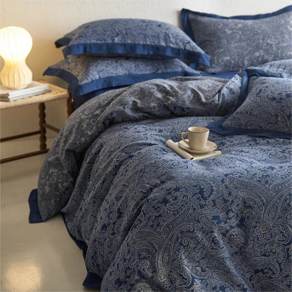 Parure de lit en gaze de coton jacquard de style vintage (4 pièces)