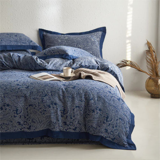 Parure de lit en gaze de coton jacquard de style vintage (4 pièces)