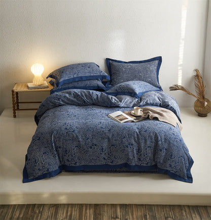 Parure de lit en gaze de coton jacquard de style vintage (4 pièces)