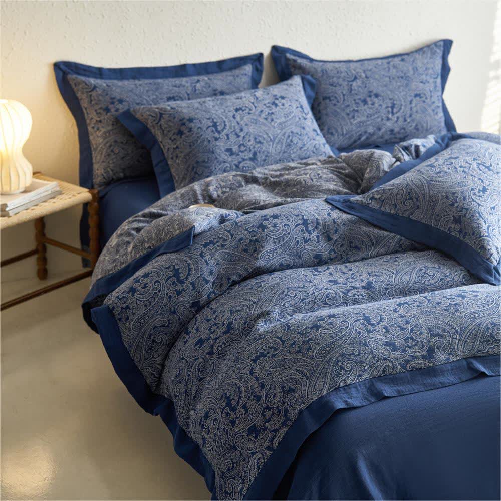 Parure de lit en gaze de coton jacquard de style vintage (4 pièces)
