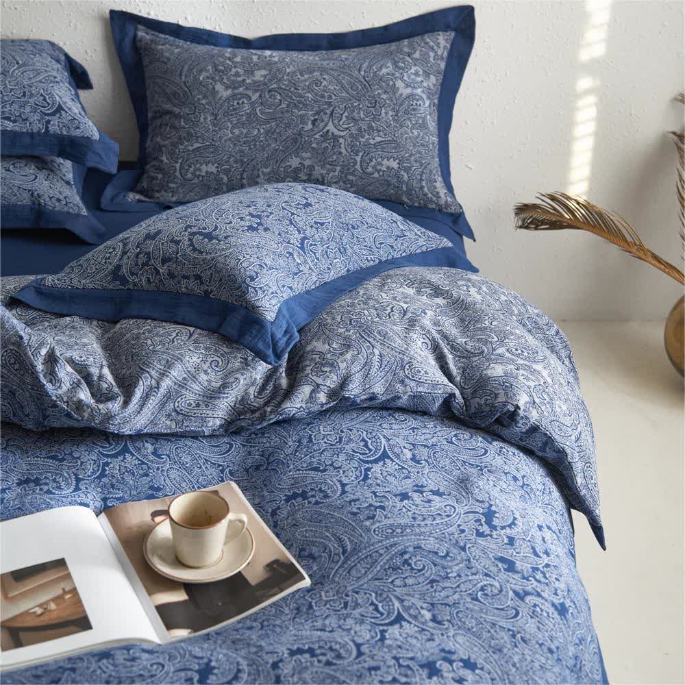 Parure de lit en gaze de coton jacquard de style vintage (4 pièces)