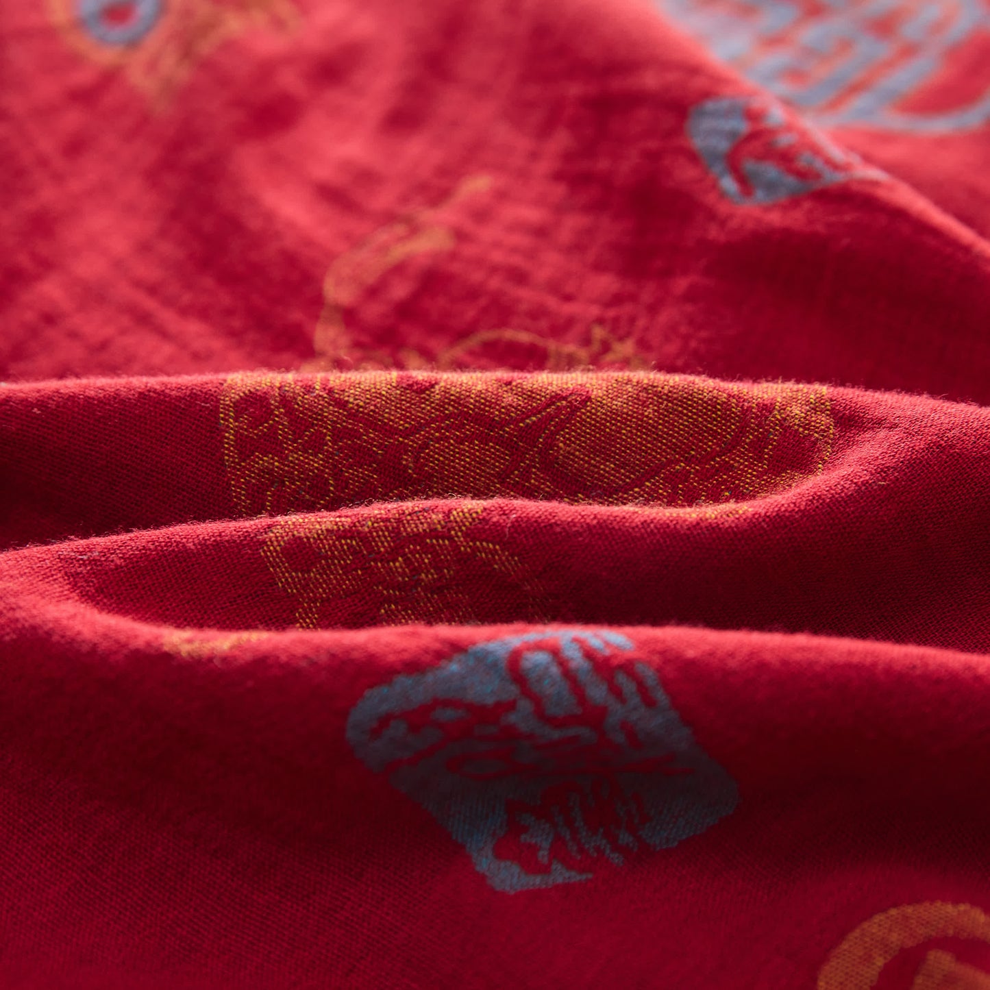 Parure de lit en gaze de coton avec caractères chinois (4 pièces)