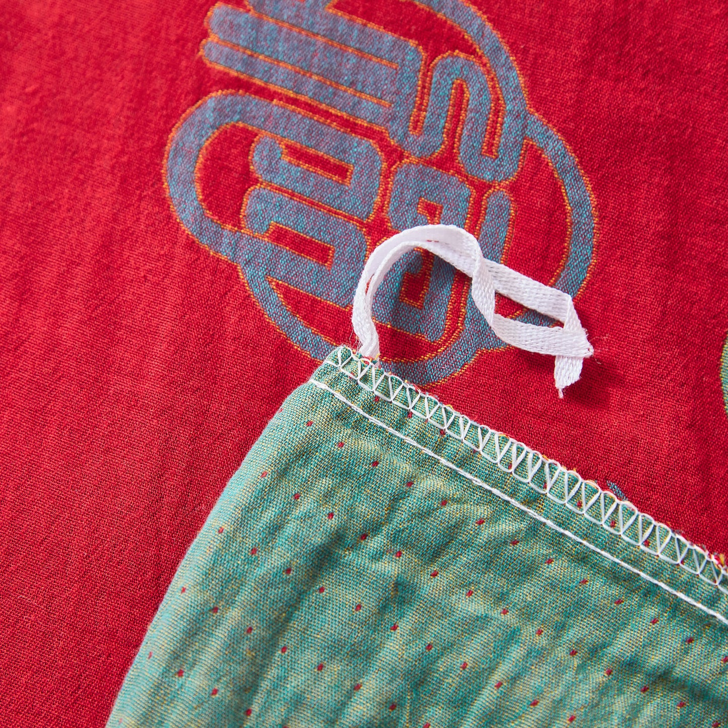 Parure de lit en gaze de coton avec caractères chinois (4 pièces)