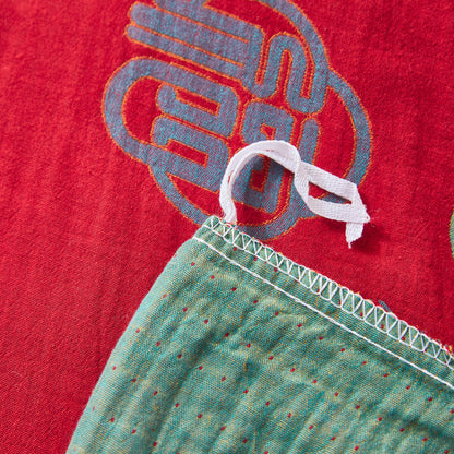 Parure de lit en gaze de coton avec caractères chinois (4 pièces)