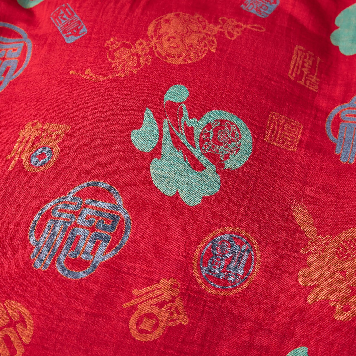 Parure de lit en gaze de coton avec caractères chinois (4 pièces)