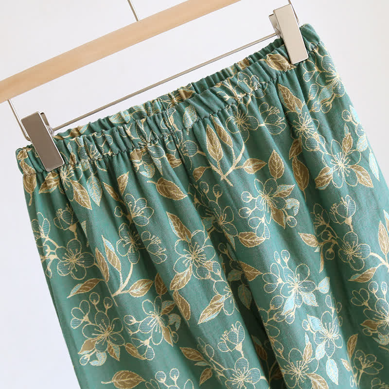 Ensemble pyjama décontracté en coton à motif floral vintage