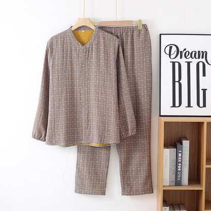 Ensemble pyjama en gaze de coton doux avec patte de boutonnage