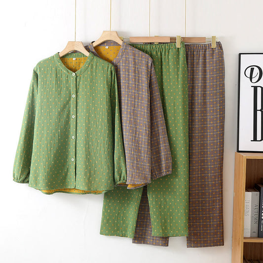 Ensemble pyjama en gaze de coton doux avec patte de boutonnage