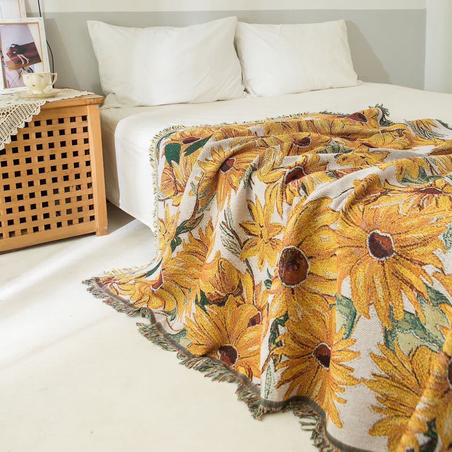 Tapisserie champêtre avec pompon tournesol