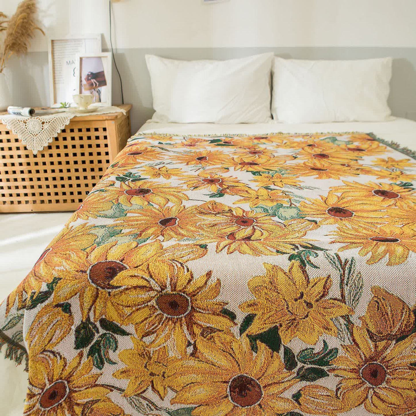Tapisserie champêtre avec pompon tournesol