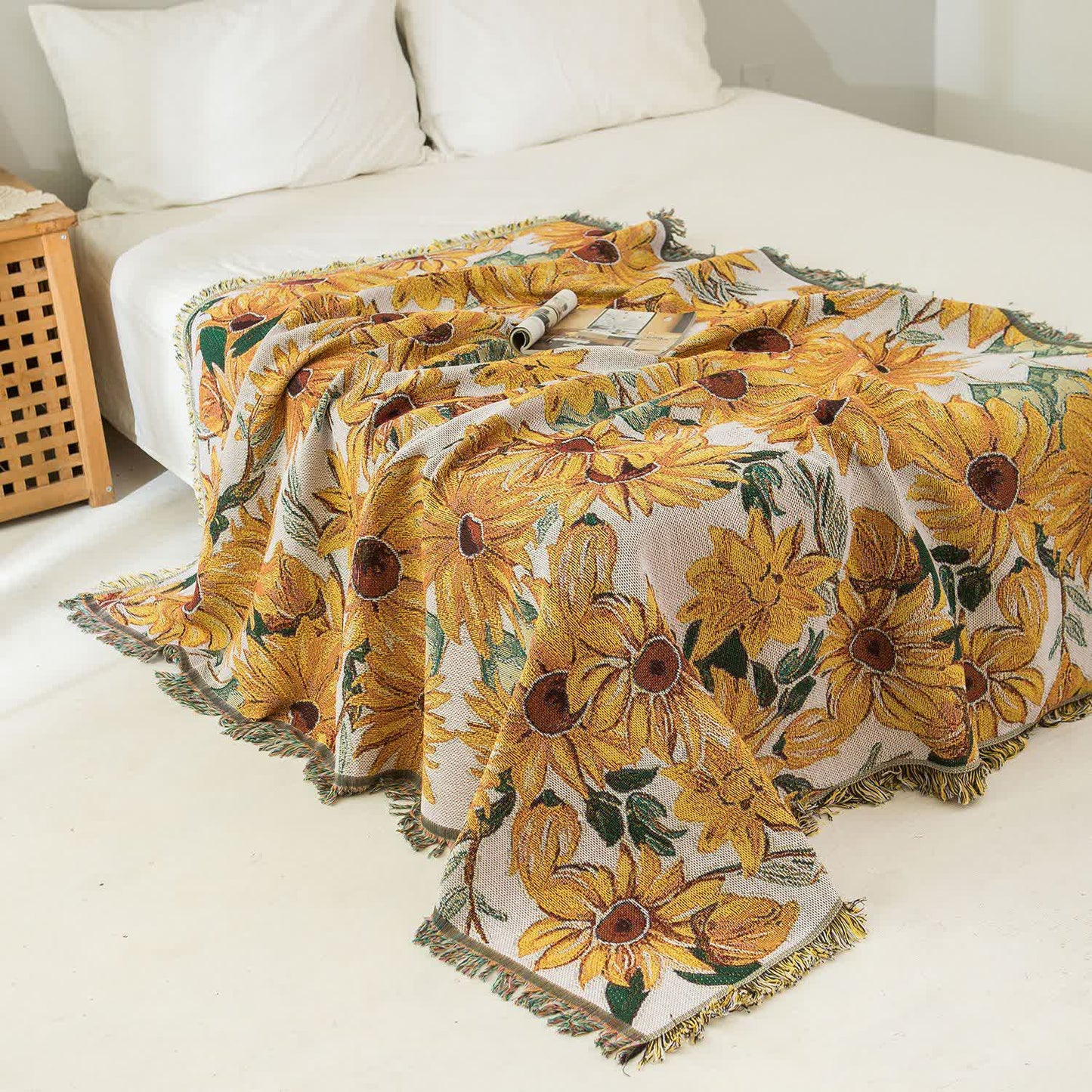 Tapisserie champêtre avec pompon tournesol