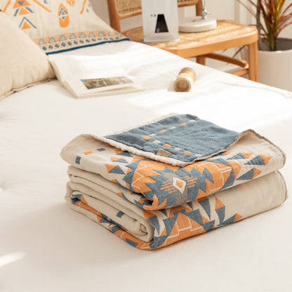 Couette en gaze de coton à motif géométrique de style bohème
