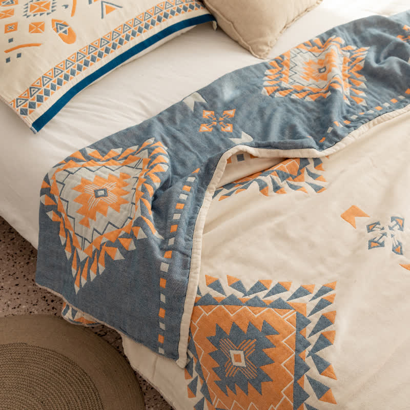 Couette en gaze de coton à motif géométrique de style bohème
