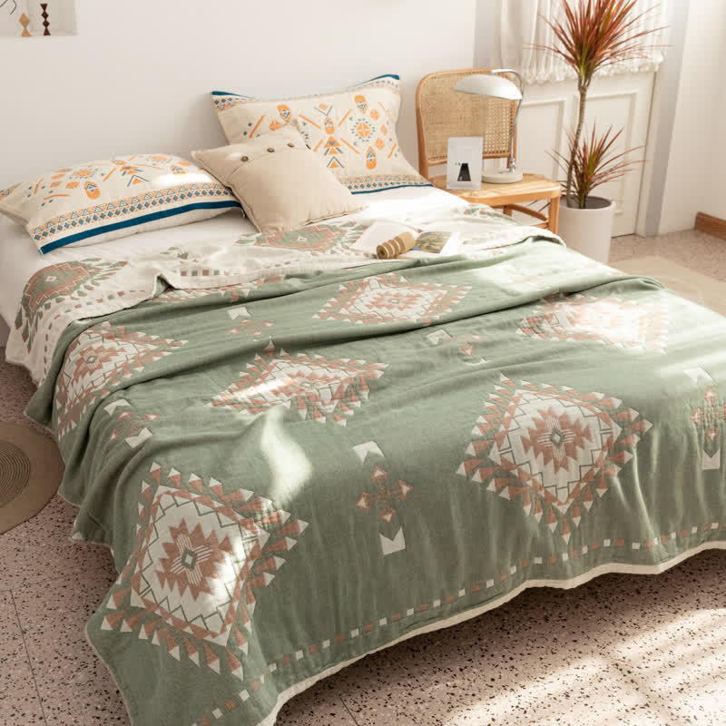 Couette en gaze de coton à motif géométrique de style bohème