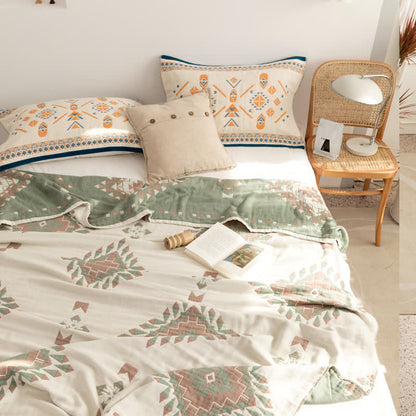 Couette en gaze de coton à motif géométrique de style bohème