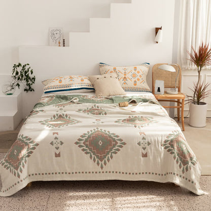 Couette en gaze de coton à motif géométrique de style bohème