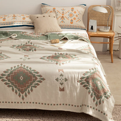 Couette en gaze de coton à motif géométrique de style bohème