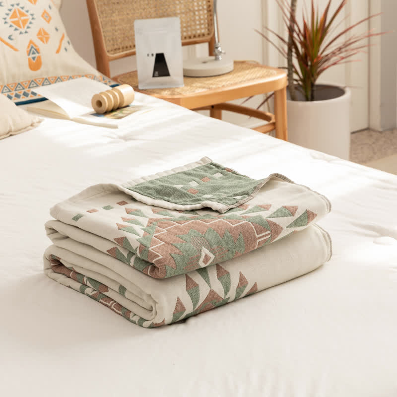 Couette en gaze de coton à motif géométrique de style bohème