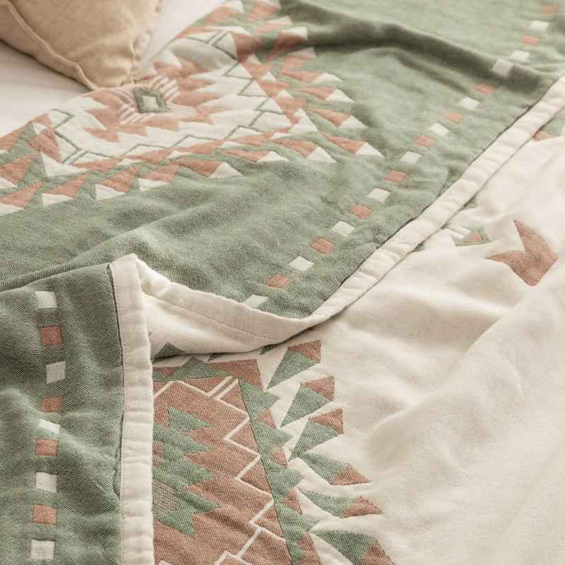 Couette en gaze de coton à motif géométrique de style bohème