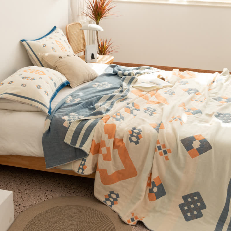 Couette géométrique en gaze de coton à quatre couches
