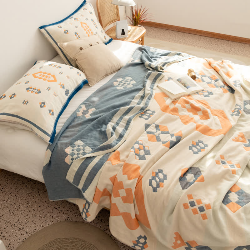 Couette géométrique en gaze de coton à quatre couches