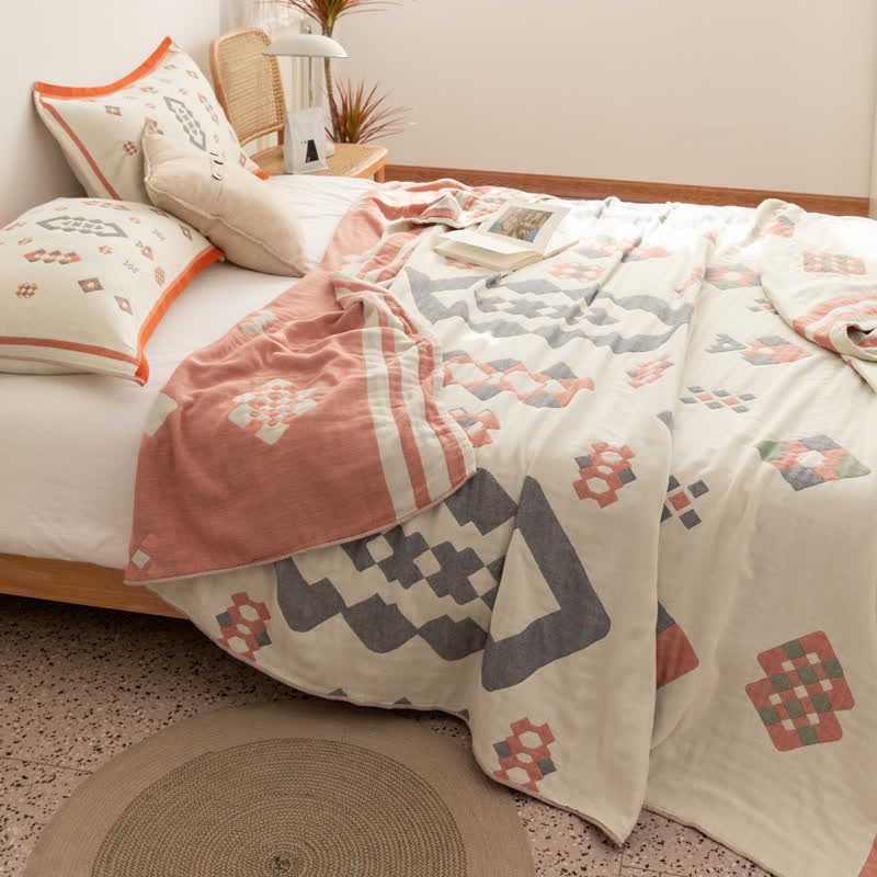 Couette géométrique en gaze de coton à quatre couches