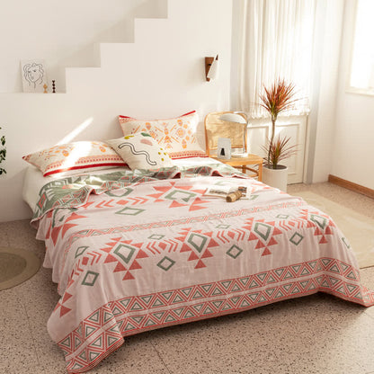 Couette d'été en gaze de coton à motifs géométriques triangulaires