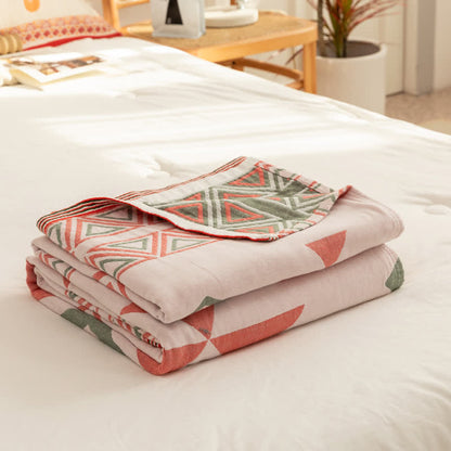 Couette d'été en gaze de coton à motifs géométriques triangulaires