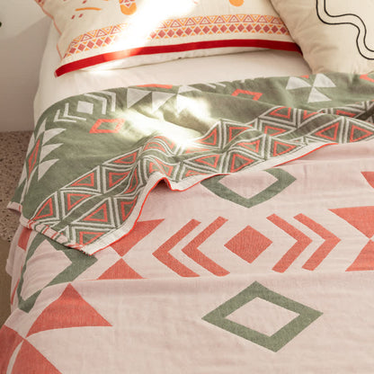 Couette d'été en gaze de coton à motifs géométriques triangulaires