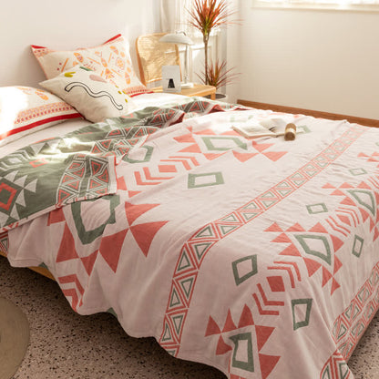 Couette d'été en gaze de coton à motifs géométriques triangulaires