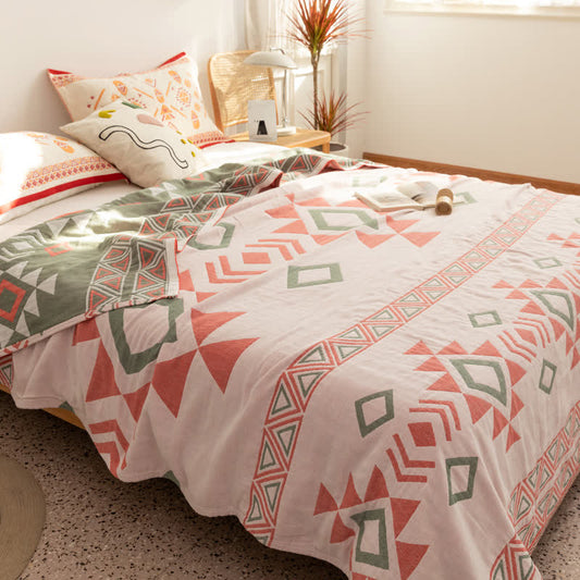 Couette d'été en gaze de coton à motifs géométriques triangulaires