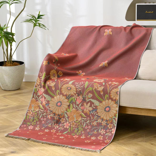 Serviette de bain en gaze de coton à motif floral rétro