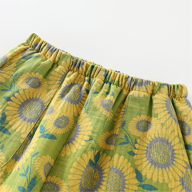 Ensemble pyjama en pur coton avec motif tournesol jacquard
