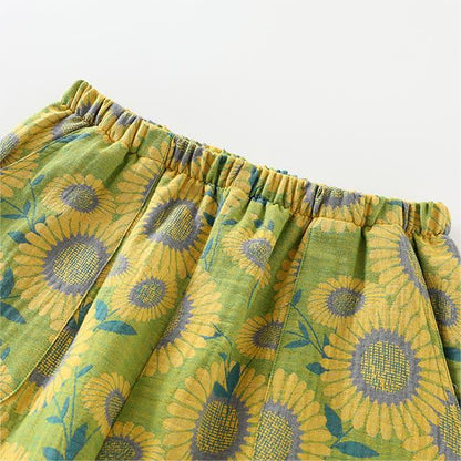 Ensemble pyjama en pur coton avec motif tournesol jacquard