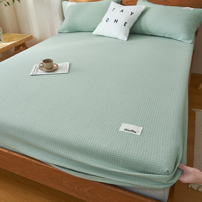 Drap-housse en pur coton avec structure gaufrée