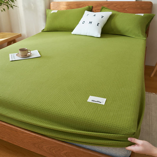 Drap-housse en pur coton avec structure gaufrée