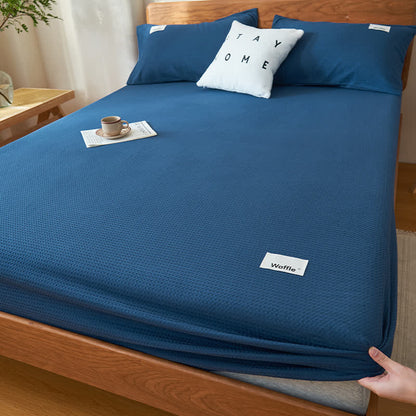 Drap-housse en pur coton avec structure gaufrée