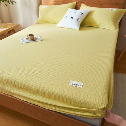 Drap-housse en pur coton avec structure gaufrée